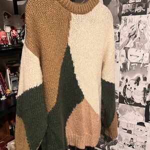 Zara Tan and Cream Knit Sweater